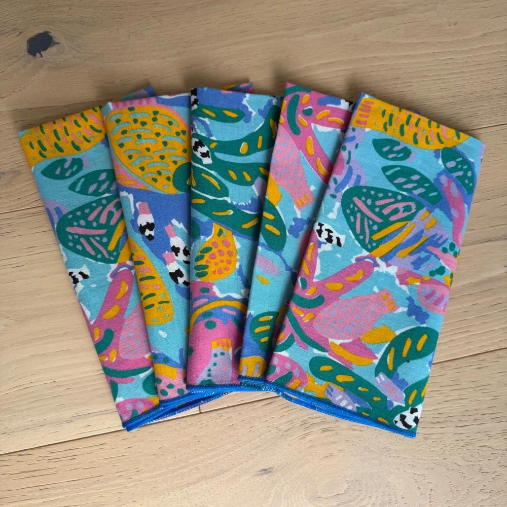 Vintage Ken Done Art and Design Tropical Fish Cloth Napkins Set of 5 Australia